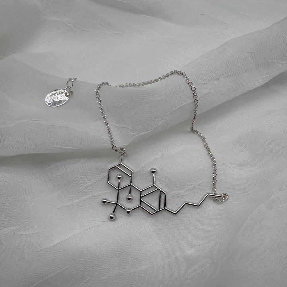 Silver THC Molecular Necklace